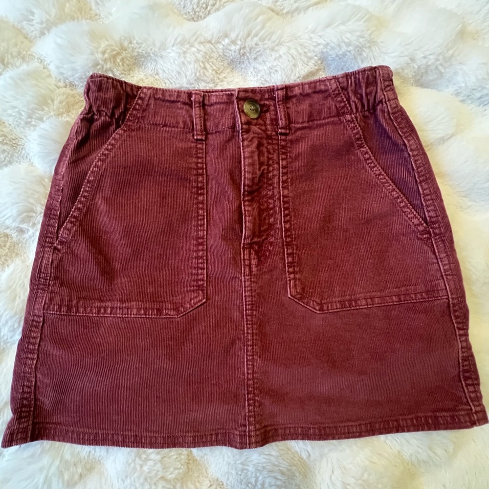 American Eagle Outfitters Maroon Corduroy Mini Skirt